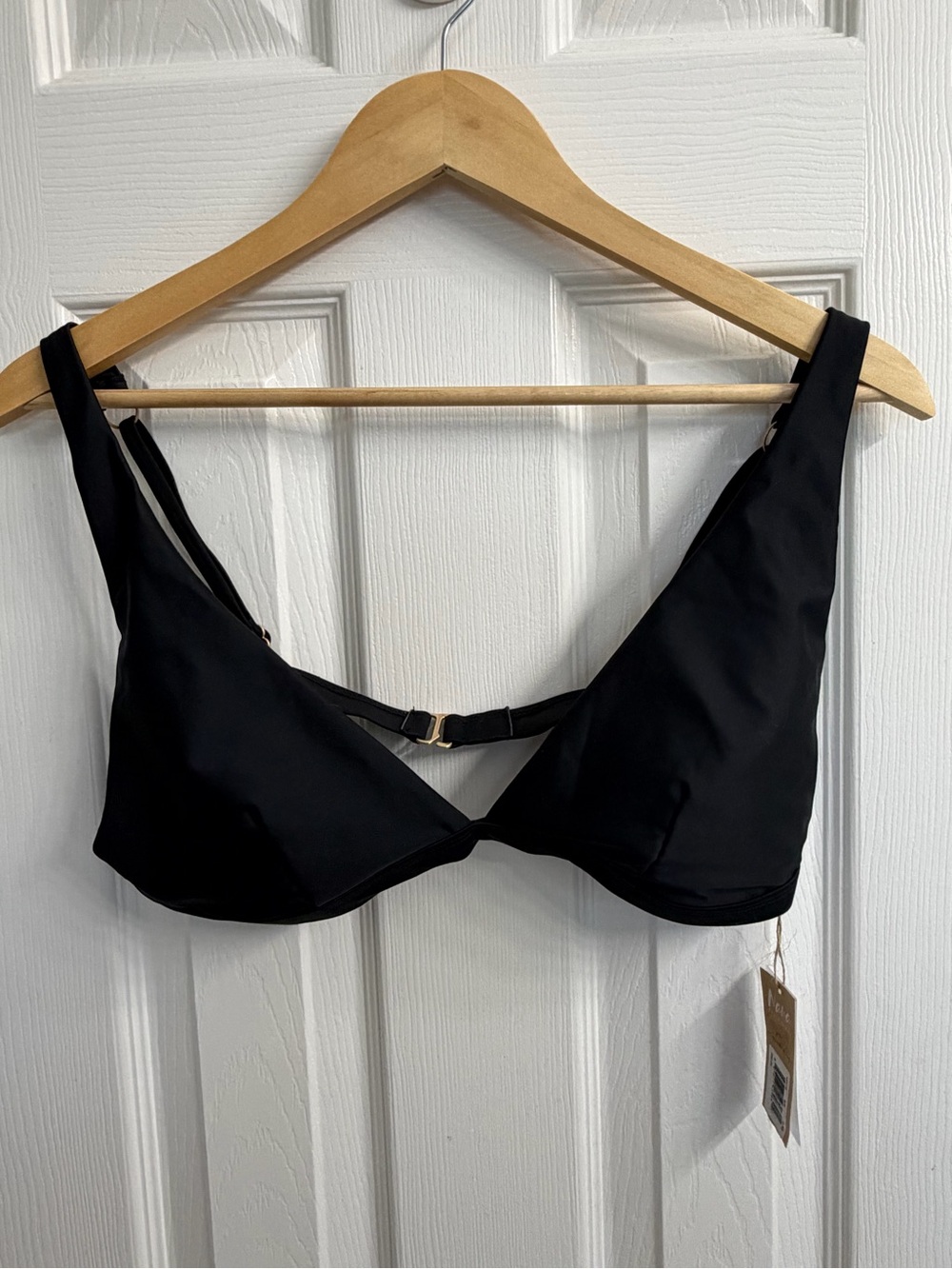 NaNa The Brand Black Bikini Top Women's L NWT Padded Adjustable Strap Minimalist